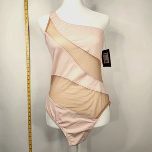 Norma Kamali Size XL Swimsuit Snake Mesh Mio Blush Nude One Shoulder One Piece